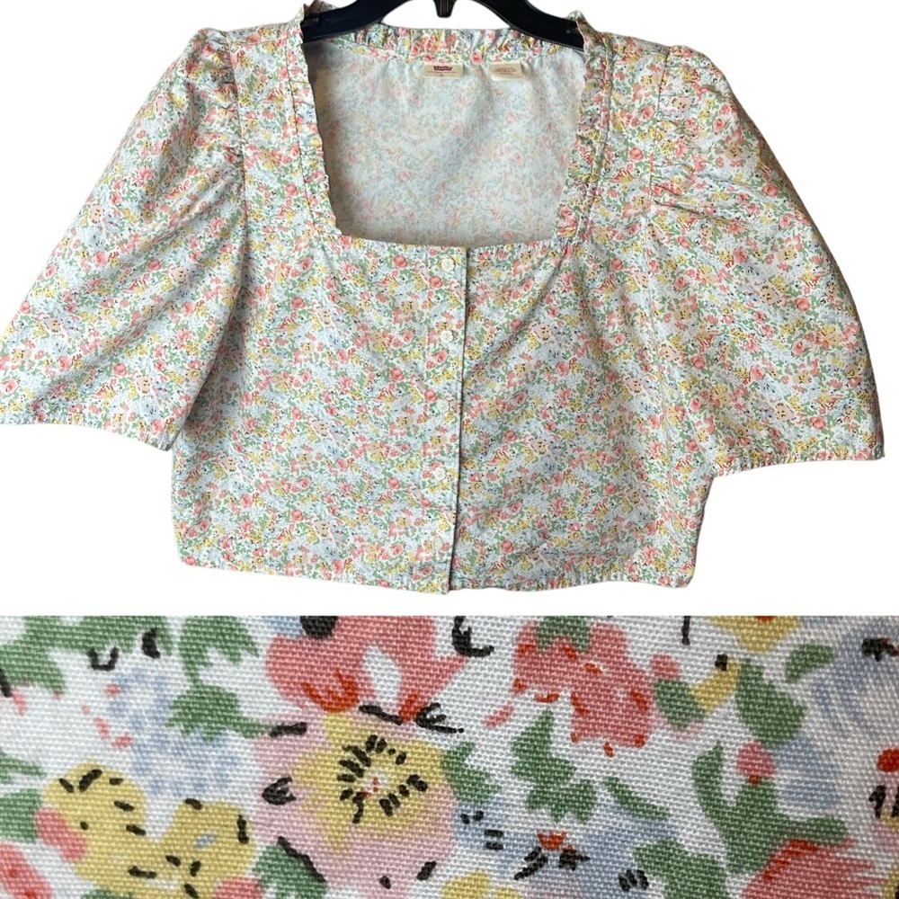 Levi’s Floral Crop Top Button Up Joelle XL